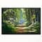 Designart - Bright Green Forest in Morning - Landscape Photography Canvas Print in Black Frame